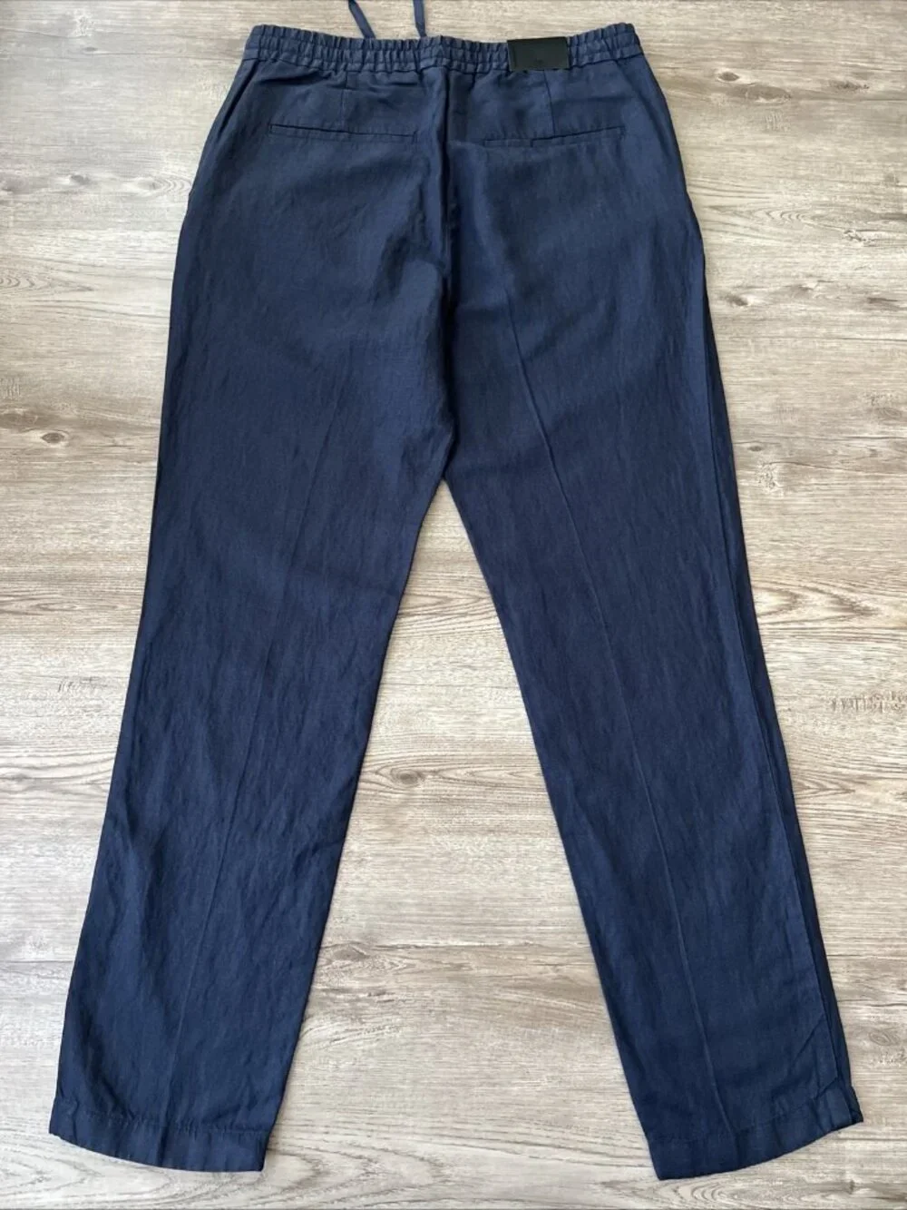 J Lindeberg Sasha Drape Linen Pants Mens 32x30 Navy Elastic Waist Slim Fit NWT